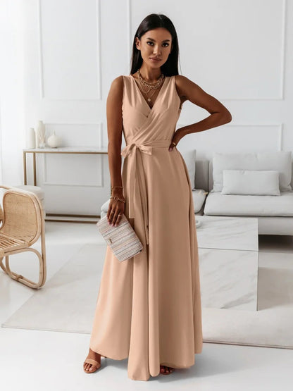 Elegant Maxi Kjole Til Kvinder Med V-Halsudskæring - Alsidig Kjole Maxi Til Enhver Lejlighed-6