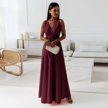 Variant image for Elegant Maxi Kjole Til Kvinder Med V-Halsudskæring - Alsidig Kjole Maxi Til Enhver Lejlighed-9
