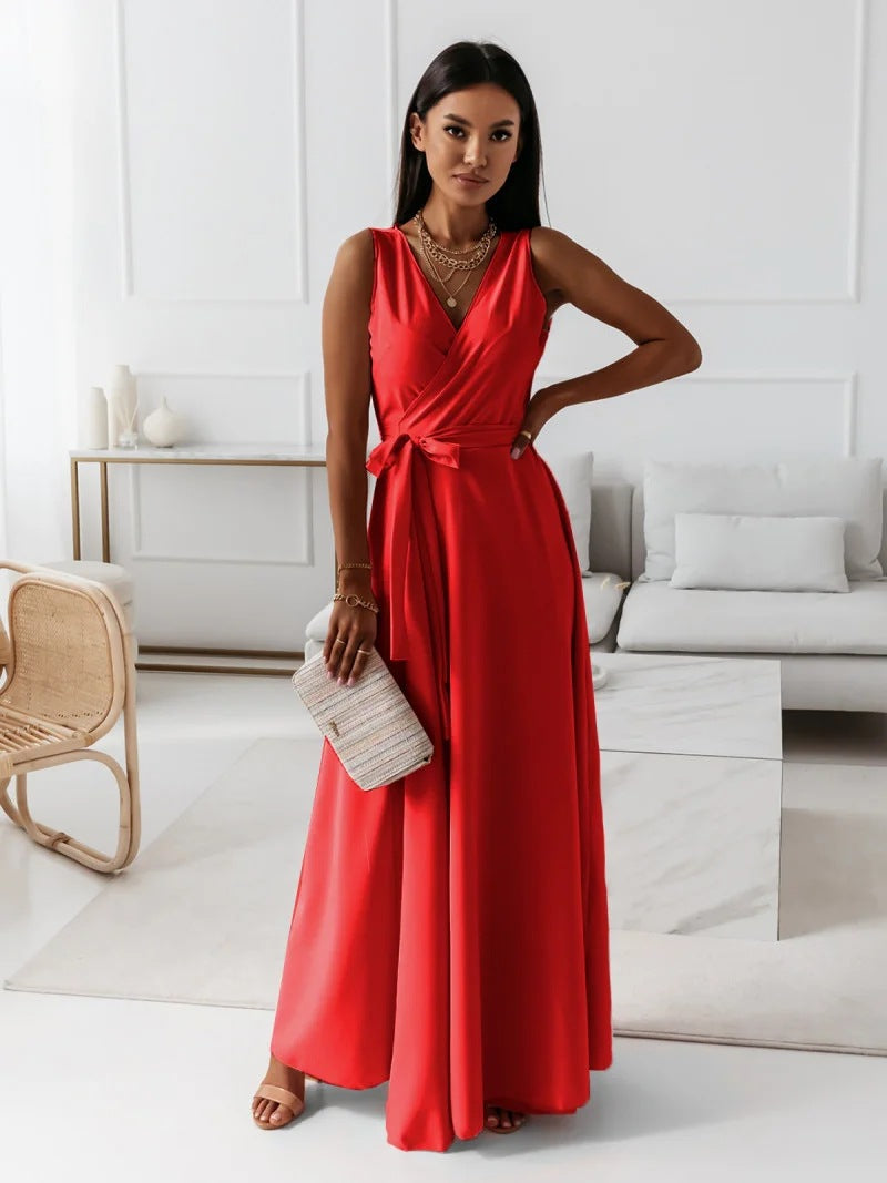 Elegant Maxi Kjole Til Kvinder Med V-Halsudskæring - Alsidig Kjole Maxi Til Enhver Lejlighed-5