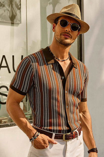 Retro Polo Skjorte til Mænd i Åndbart Stof med Vintage Design og Tidløse Vertikale Striber 2