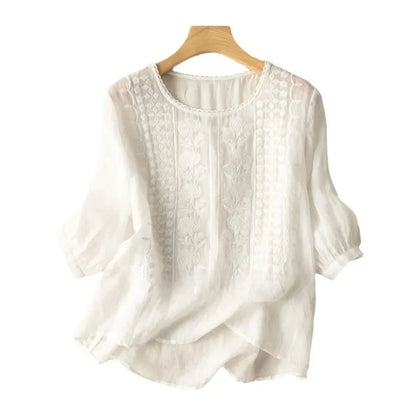Støttende kvindelig bluse – langærmet broderet design, høj kvalitet, til hverdag og fest 4