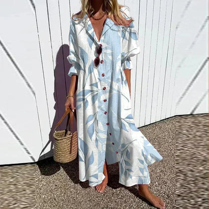 Boho Maxi Kjole Til Kvinder Med Dyb V-Hals Og Flydende Silhuet-5