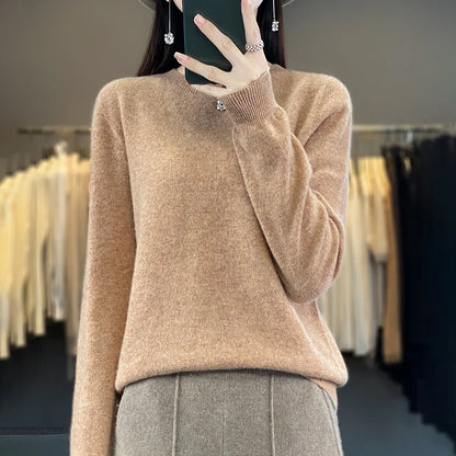 Variant image for Blød og varm kvinders merino uld sweater – klassisk O-hals, 100% merino, til efterår og vinter-49