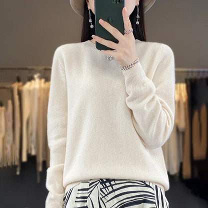 Variant image for Blød og varm kvinders merino uld sweater – klassisk O-hals, 100% merino, til efterår og vinter-29