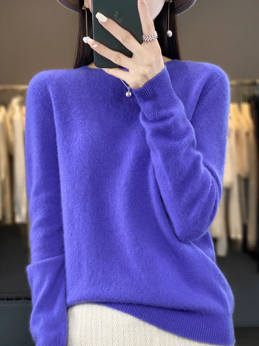 Blød og varm kvinders merino uld sweater – klassisk O-hals, 100% merino, til efterår og vinter 1