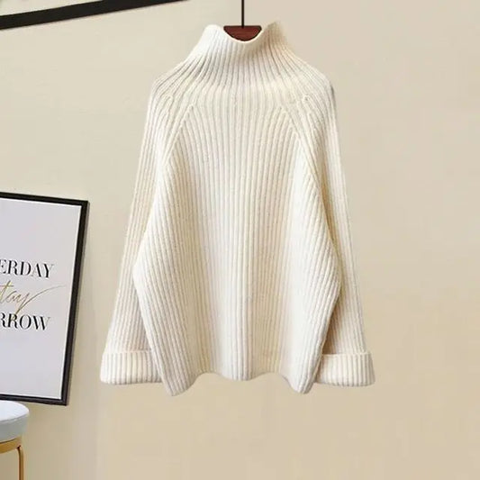 Varmt og komfortabelt kvinders strik sæt – turtleneck sweater, lam vest, strikkede bukser til vinter 1