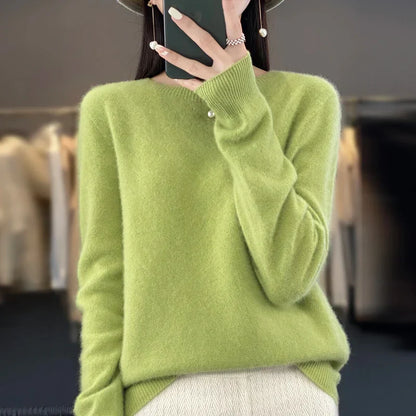 Blød og varm kvinders merino uld sweater – klassisk O-hals, 100% merino, til efterår og vinter 3