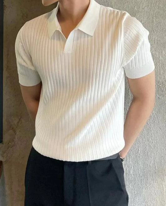 Slim Fit Herre Polohemd i Åndbar Bomuld til Sommer, Komfortabel og Stilfuld til Afslappede Udflugter 0
