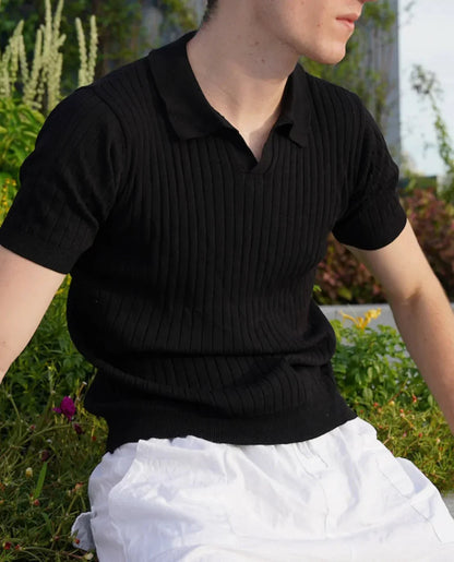 Slim Fit Herre Polohemd i Åndbar Bomuld til Sommer, Komfortabel og Stilfuld til Afslappede Udflugter 5