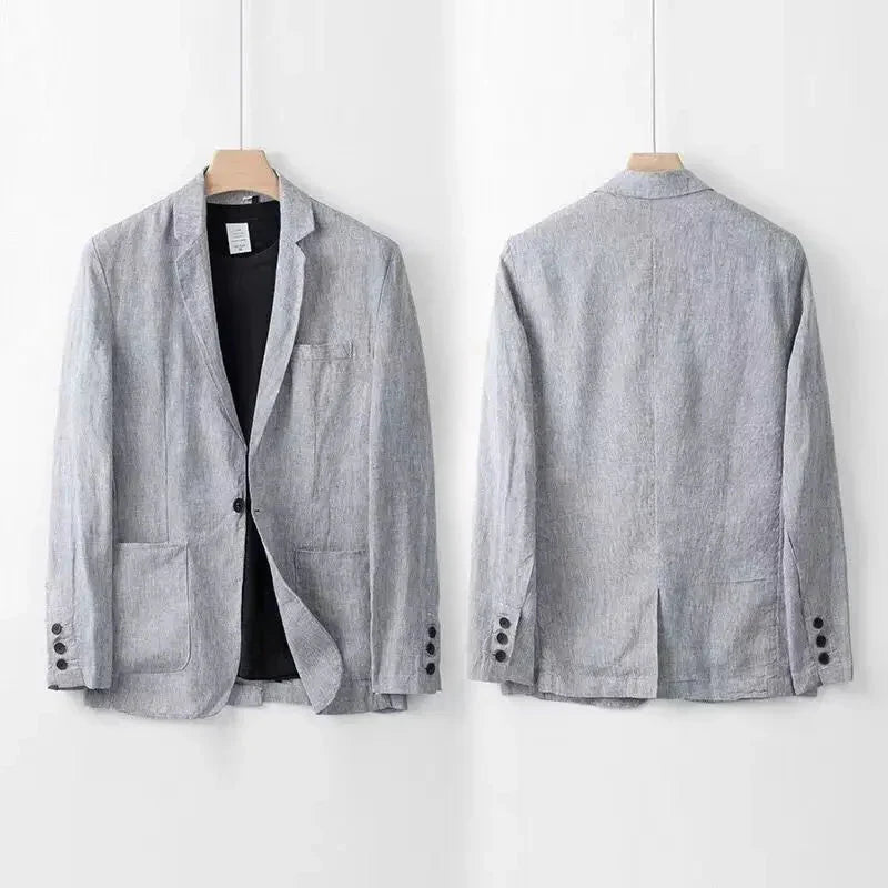 To-Delt Herre Leinenanzug i Slim Fit, 100% Åndbart Leinen til Bryllup, Kontor og Hverdag 5