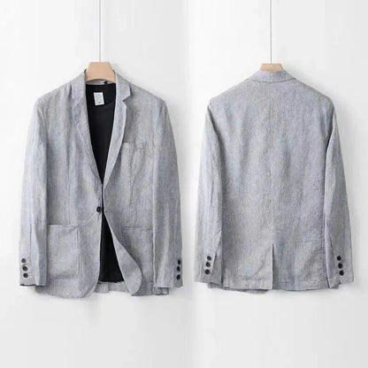To-Delt Herre Leinenanzug i Slim Fit, 100% Åndbart Leinen til Bryllup, Kontor og Hverdag 5
