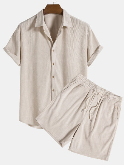 Trendy To-Delt Sommer Outfit til Mænd med Komfortabel Pasform i Let og Åndbart Stof 0