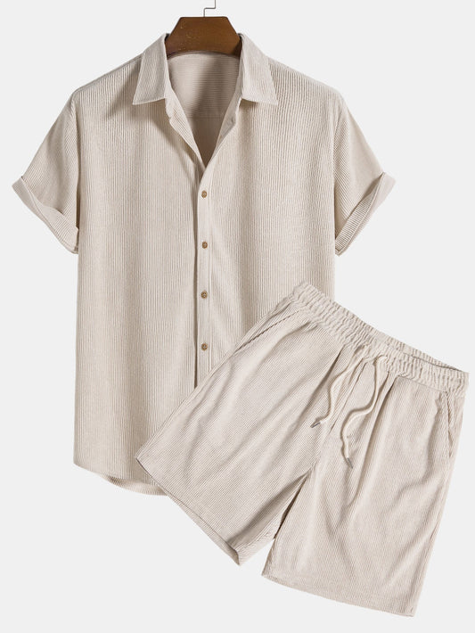 Trendy To-Delt Sommer Outfit til Mænd med Komfortabel Pasform i Let og Åndbart Stof 0
