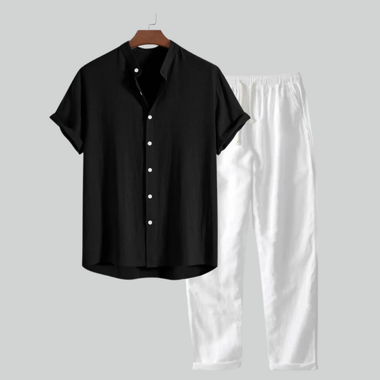 Trendy To-Delt Strandoutfit til Mænd i Åndbare Materialer med Løs Pasform og Flerfarvede Mønstre 0