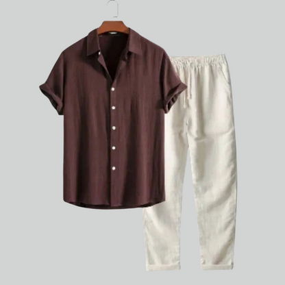 Trendy To-Delt Strandoutfit til Mænd i Åndbare Materialer med Løs Pasform og Flerfarvede Mønstre 2