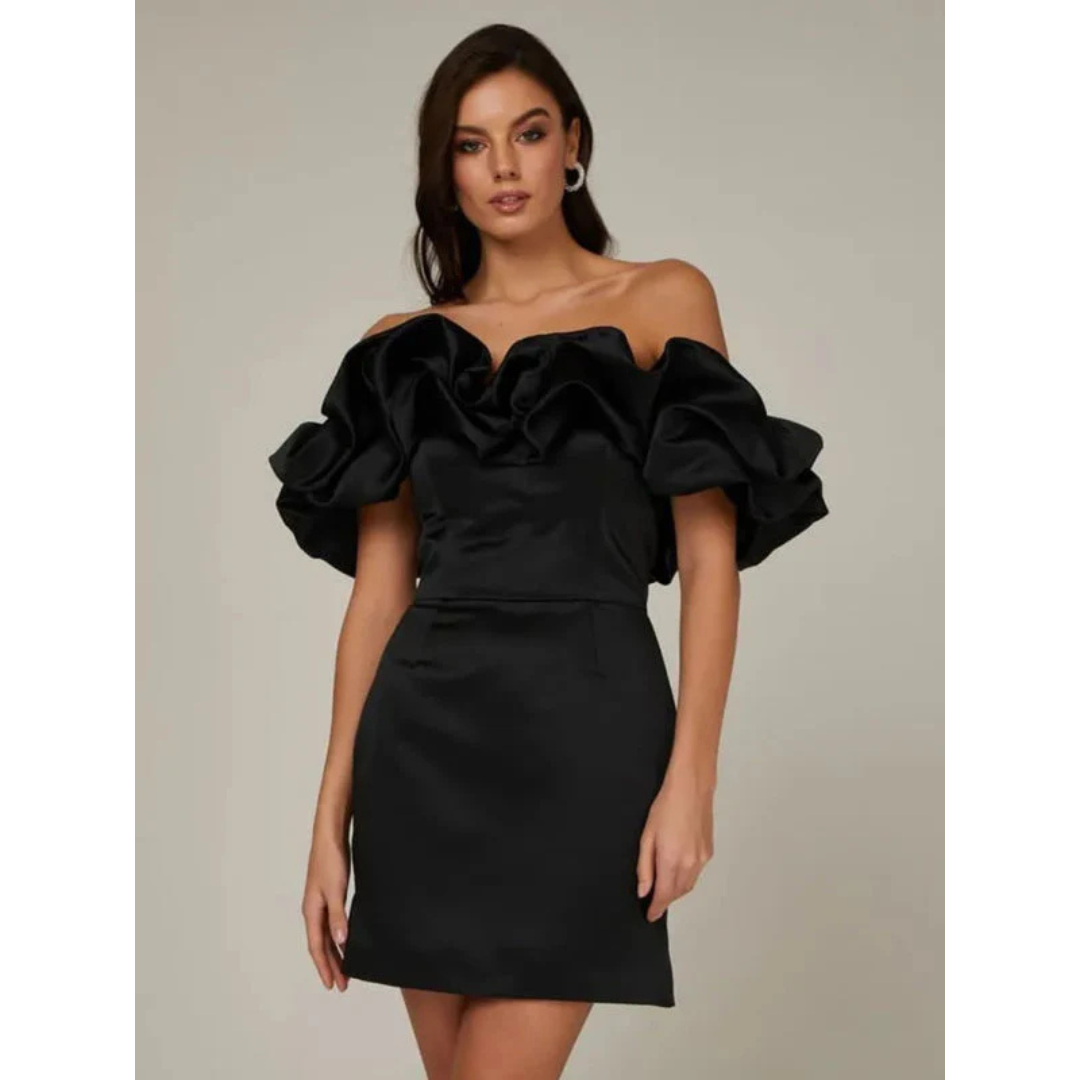 Elegant Off-Skulder Kjole Til Kvinder Med Rynkede Detaljer-4