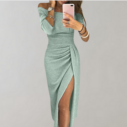 Elegant Glitter Maxi Kjole Til kvinder, Lang Sommerkjole Med Korte Ærmer Til Bryllupper Og Fester-6