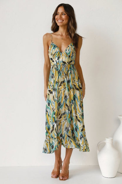 Midi Kjole Til Kvinder, Elegant Print Sommerkjole, Alsidig Stil, S-XL Størrelser-5