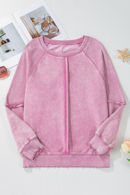Letvægts kvinder sweatshirt – patchwork design, vaffelstrik, til fritidsbrug 6