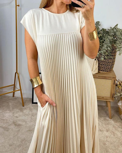 Elegant Ærmeløs Plisseret Kjole Til Kvinder - Alsidig Til Sommerbryllup Eller Cocktail-6