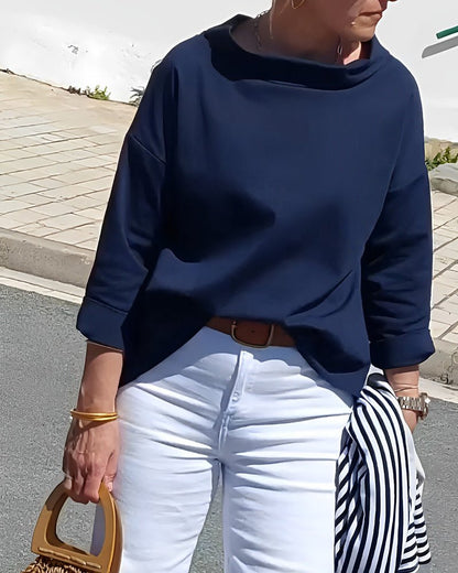 Variant image for Let og komfortabel kvinders bluse – løs skildpadde sweater, bomuldsblanding, til forår og efterår-15