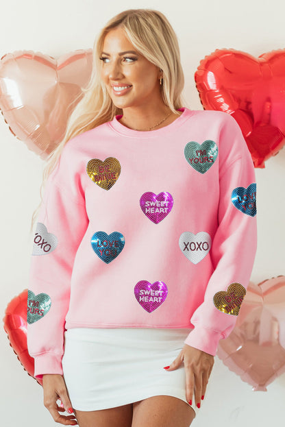 Glitrende kvinders sweatshirt – afslappet hjerte grafik, blødt materiale, til Valentinsdag 3