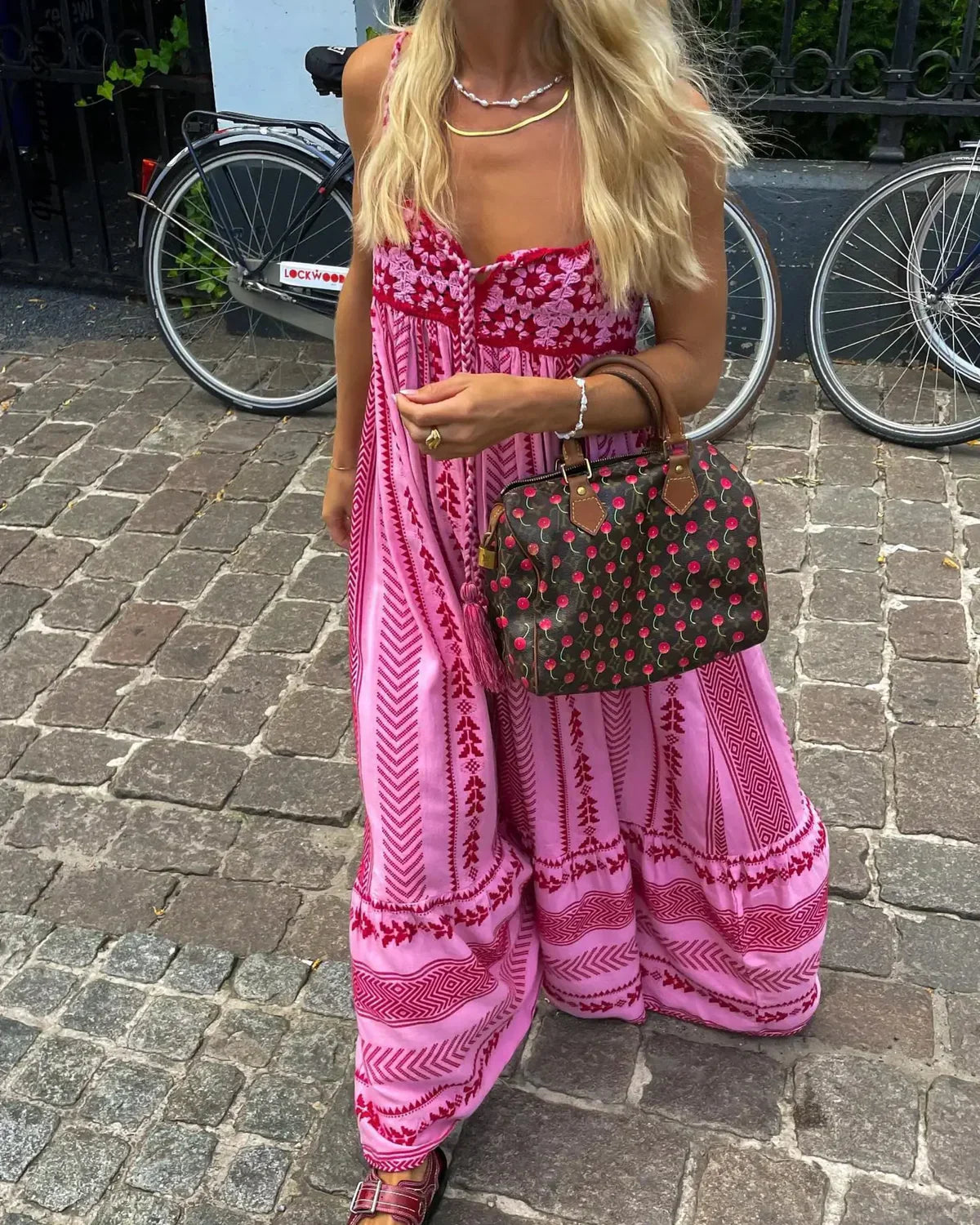 Elegant A-Linje Maxi Kjole Til Kvinder Med Romantiske Detaljer - Perfekt Til Sommerbegivenheder-6