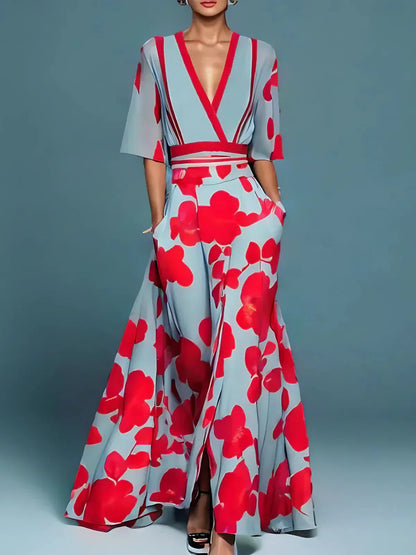 Blomster Maxi Kjole Til Kvinder - Elegant Sommer Kjole Med Flydende Silhuet-3
