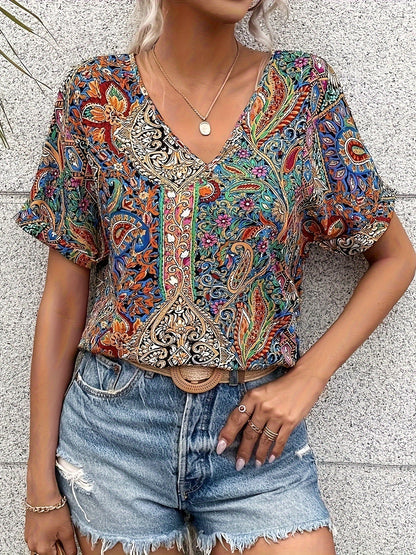 Blød og smigrende kvinders blomsterbluse – alsidig sommer top, åndbart materiale, til afslappede og elegante lejligheder 1