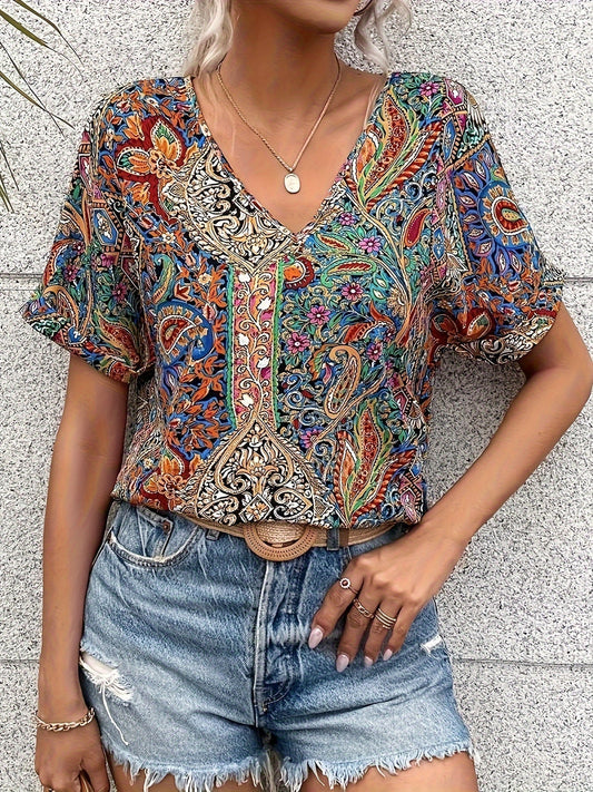 Blød og smigrende kvinders blomsterbluse – alsidig sommer top, åndbart materiale, til afslappede og elegante lejligheder 1