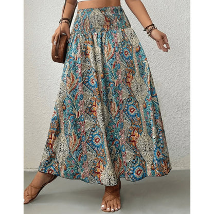 Variant image for Flatterende kvinders maxirock – boho paisley design, elastisk linning, til sommerudflugter-6