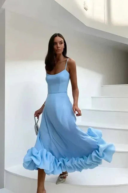 Variant image for Elegant Maxi Kjole Med Ruffles, Ærmeløs A-Line Kjole Til Kvinder-9