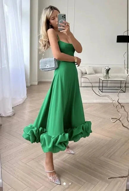 Elegant Maxi Kjole Med Ruffles, Ærmeløs A-Line Kjole Til Kvinder-5