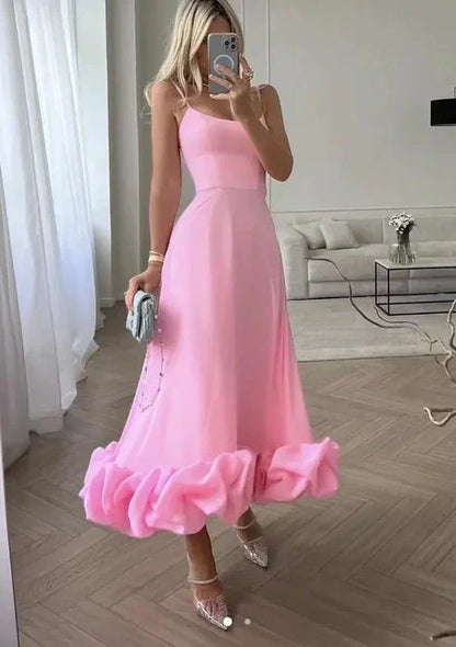 Elegant Maxi Kjole Med Ruffles, Ærmeløs A-Line Kjole Til Kvinder-6