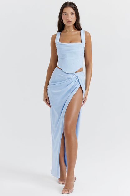Variant image for Flattering women's maxi skirt set – structured corset top, flowing fabric, for versatile occasions-10